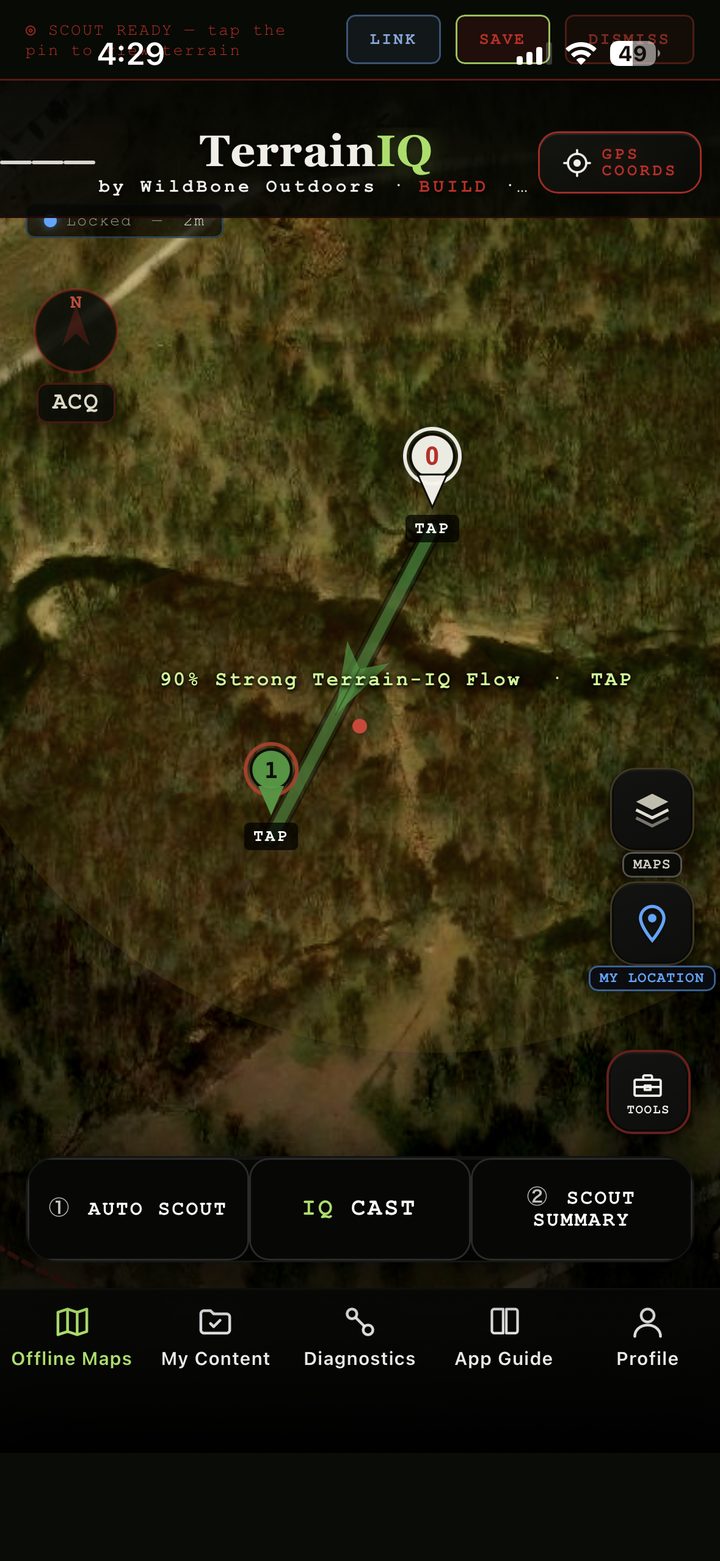 TerrainIQ terrain flow read with strong-flow score